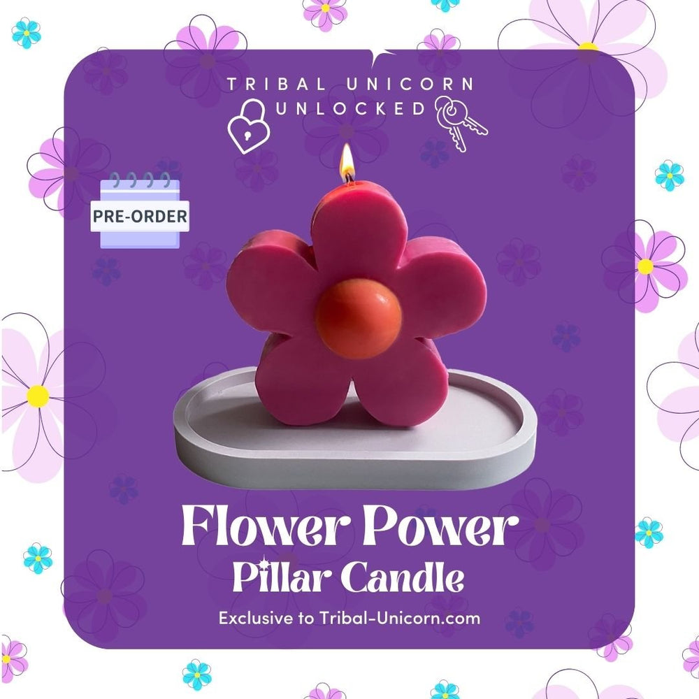 Flower Power Pillar Candle - Tribal Unicorn Candle Bar